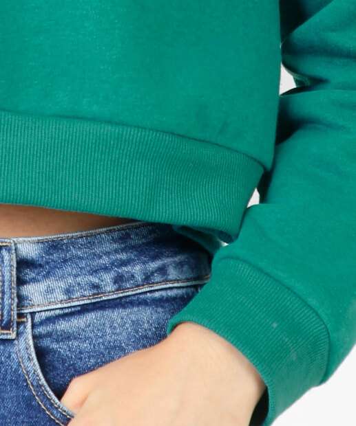 Blusão Cropped Feminino Moletom Flanelado Estampado Marisa 