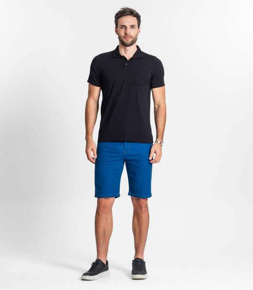 Polo Masculina Com Bolso Cotton Leve Diametro Preto