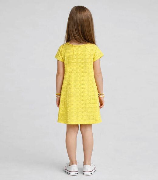 Vestido Infantil Com Franzido Na Manga Select Amarelo