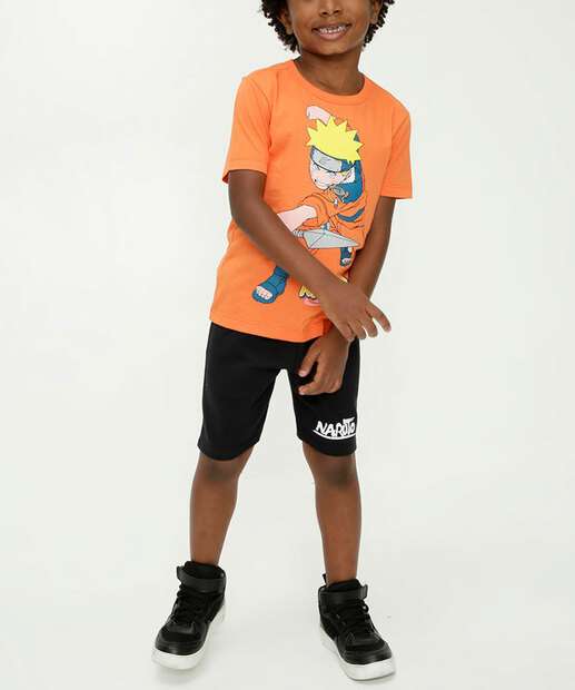 Conjunto Infantil Manga Curta Naruto Tam 4 a 10