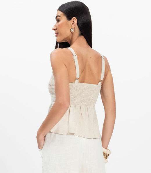 Blusa Feminina De Alça Regulável Decote V Toda Nua Bege