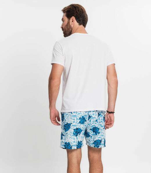 Shorts Masculino Estampado Microfibra Rovitex Azul