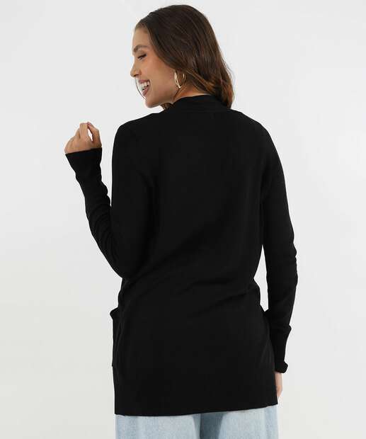 Cardigan Feminino Tricô Alongado Marisa Preto
