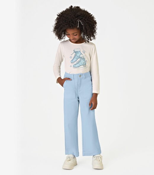 Image_Calça Infantil Feminina Wide Leg Sarja Trick Nick Azul