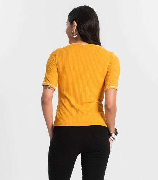 Blusa Feminina Ribana Canelada Amarelo