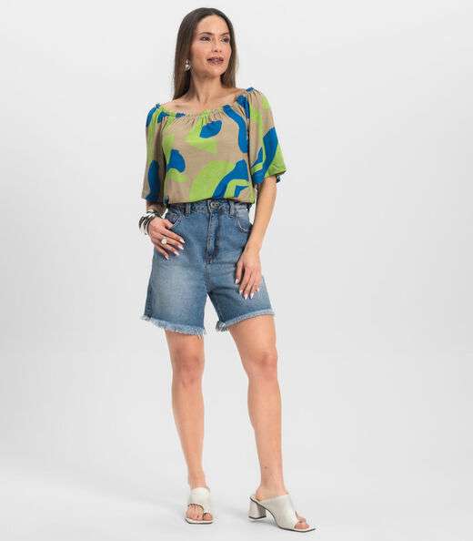 Blusa Feminina Ciganinha Infinita Cor Azul