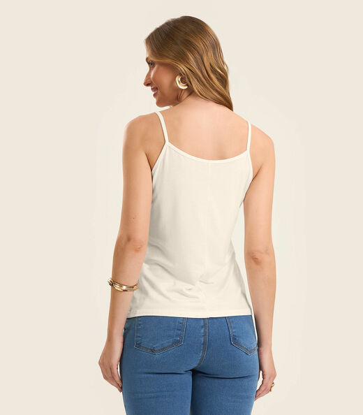 Blusa de Alça Feminina Viscotorcion Básica Rovitex Bege