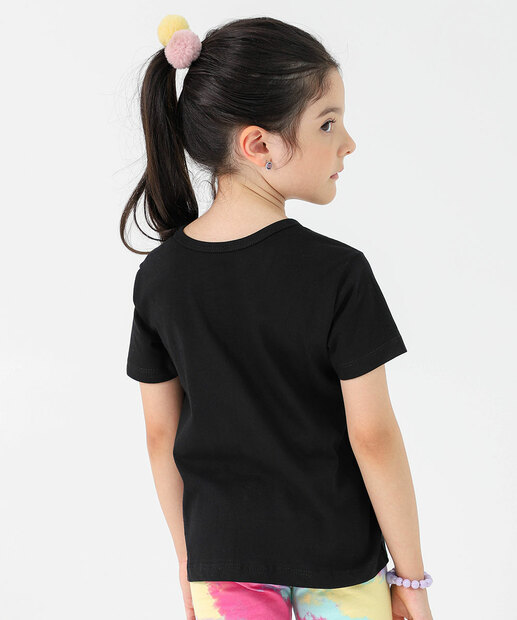 Blusa Infantil Estampa Stitch e Angel Tam 4 a 10 Preto