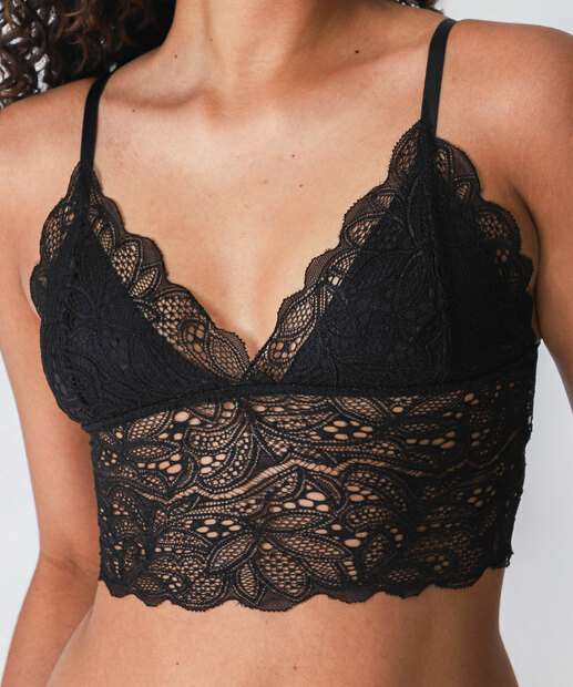 Sutiã Bra Top De Renda Sem Bojo Preto
