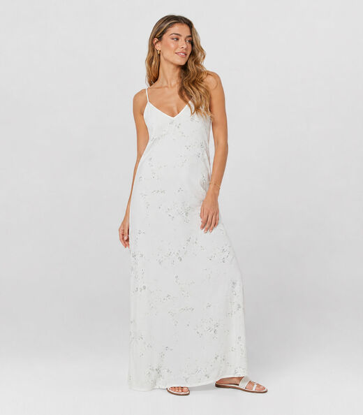 Vestido Feminino Longo em Tecido Dianna Branco