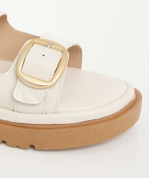 Sandália Flatform Feminina Fivela Velcro Off White