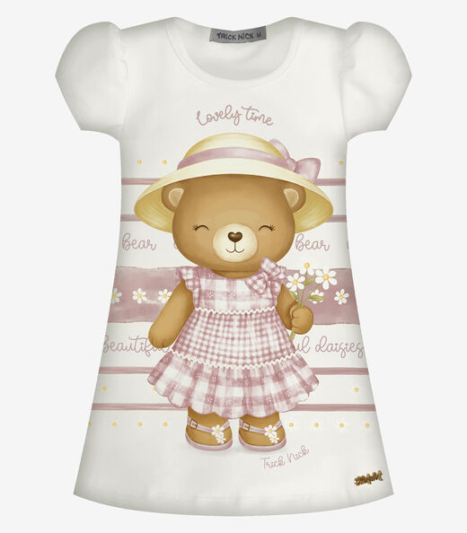 Image_Vestido Infantil Menina Com Estampa Trick Nick Bege