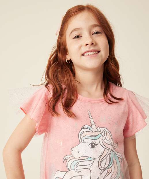  Vestido Infantil Fantasia Tule Unicórnio Marisa Tam 4 a 10