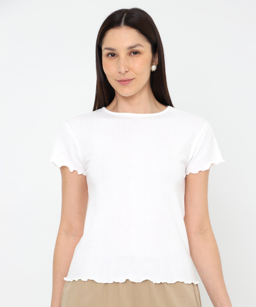 Blusa Feminina Canelada Frufru Marisa Off White