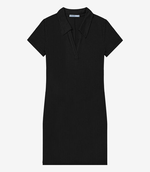 Vestido De Ribana Canelado Feminino Endless Preto