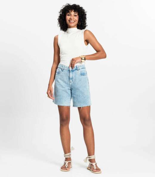 Blusa em Ribana Canelada Rovitex Bege