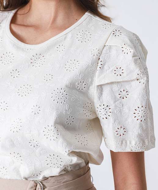 Blusa Feminina Laise Manga Bufante Marisa Off White