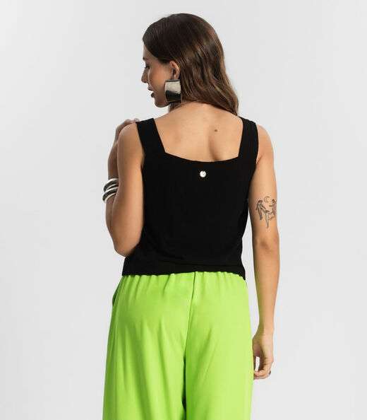 Regata Feminina Em Linho Endless Preto