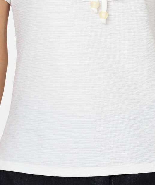 Blusa Feminina Manga Curta Babado Marisa Off White