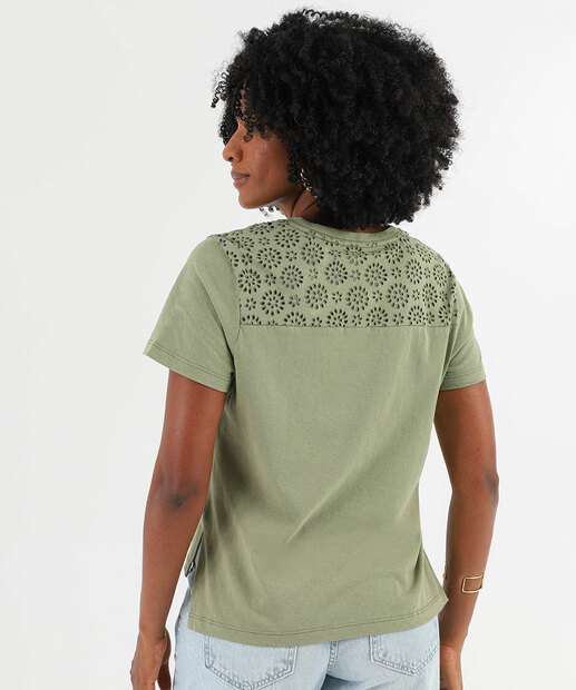 Blusa Feminina Recorte Manga Curta Marisa Verde