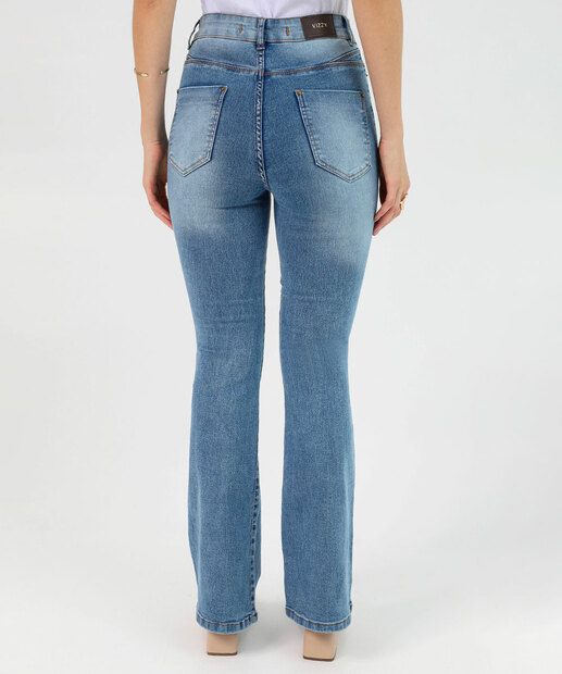Calça Jeans Flare Feminina Cintura Alta Azul