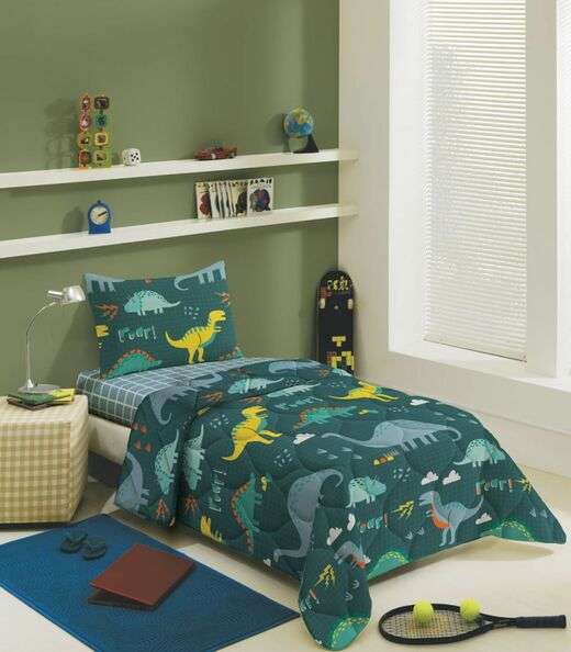 Edredom Infantil Solteiro Estampado Lepper Verde