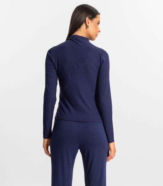 Blusa Manga Longa Feminina Rovitex Azul