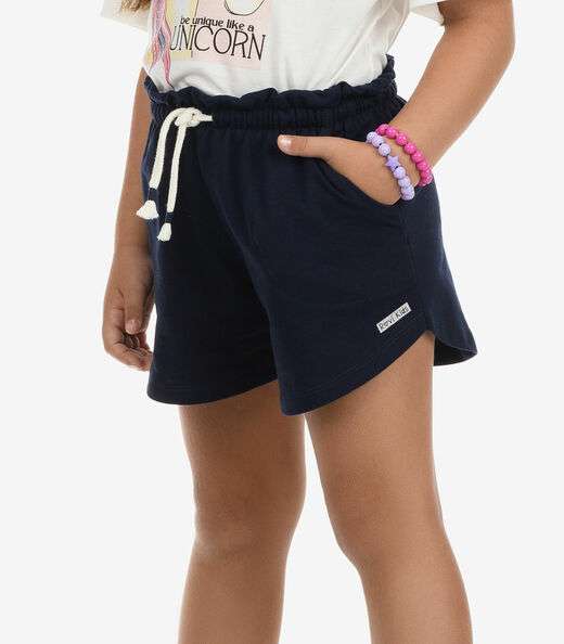 Shorts Feminino Moletom Rovi Kids Azul