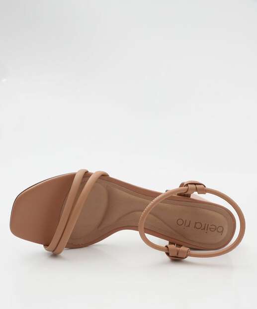 Sandália Salto Grosso Feminina Beira Rio Bege