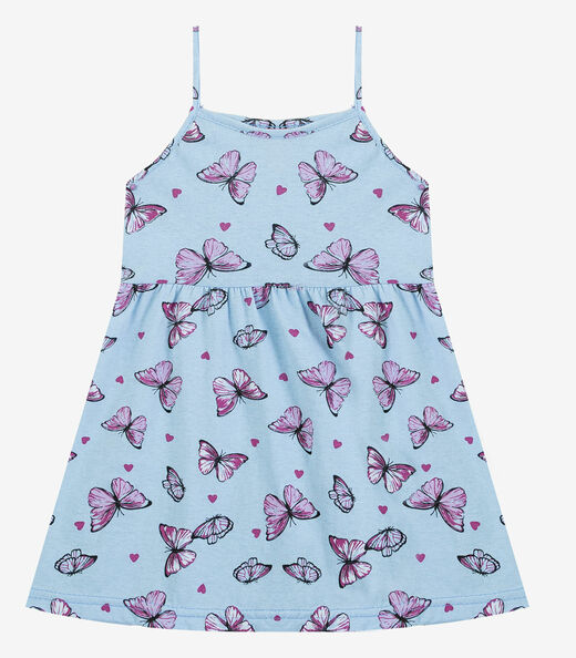 Vestido Infantil Estampado de Alcinha Biju Kids Azul