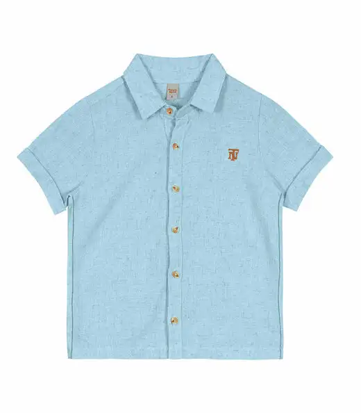 Camisa Infantil Masculina Com Botões Trick Nick Azul