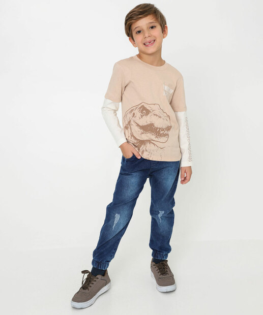 Image_Calça Infantil Jeans Jogger Bolso Tam 4 a 8 Azul