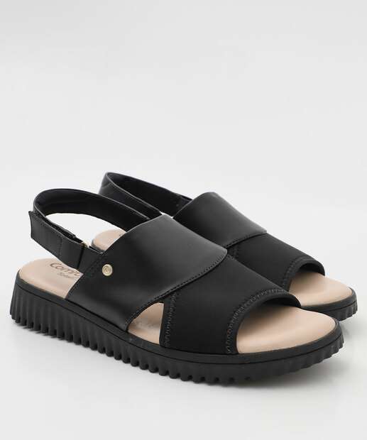 Sandália Feminina Flatform Tiras Comfortflex Preto