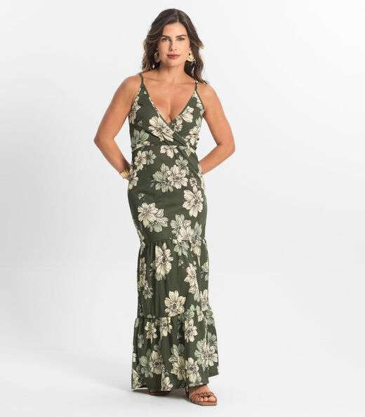 Vestido Longo Feminino Transpassado Select Verde