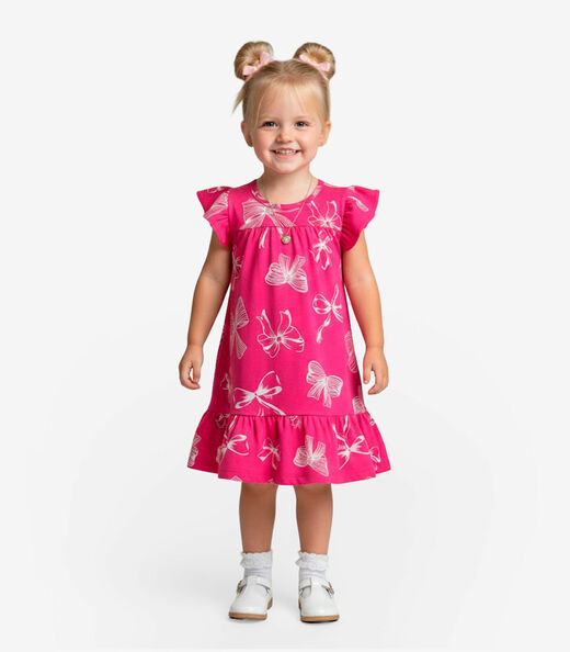 Image_Vestido Infantil Com Manga Godê Select Rosa