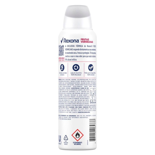 Kit c/9 Unidades de Desodorante Antitranspirante Aerosol Rexona Frutas Vermelhas