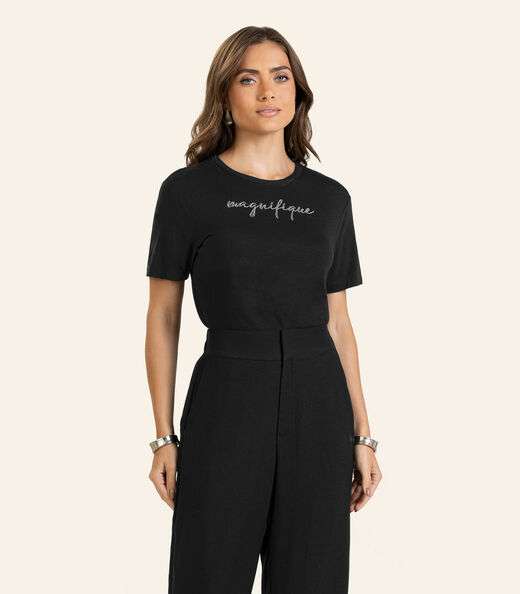 Image_T- shirt em Viscotorcion Feminina Endless Preto