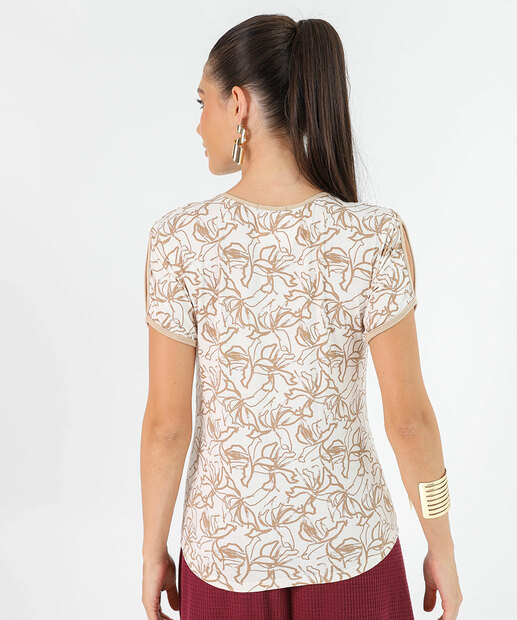 Blusa Feminina Estampa Flores Manga Curta Marisa