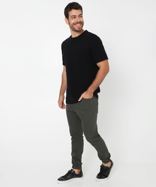Camiseta Masculina Textura Manga Curta Marisa Preto