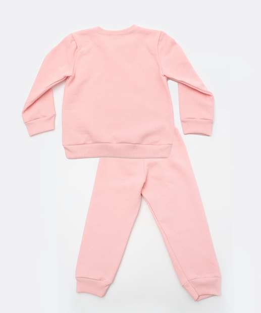 Conjunto Moletinho Infantil Gato Marisa Tam 1 a 3 Rosa