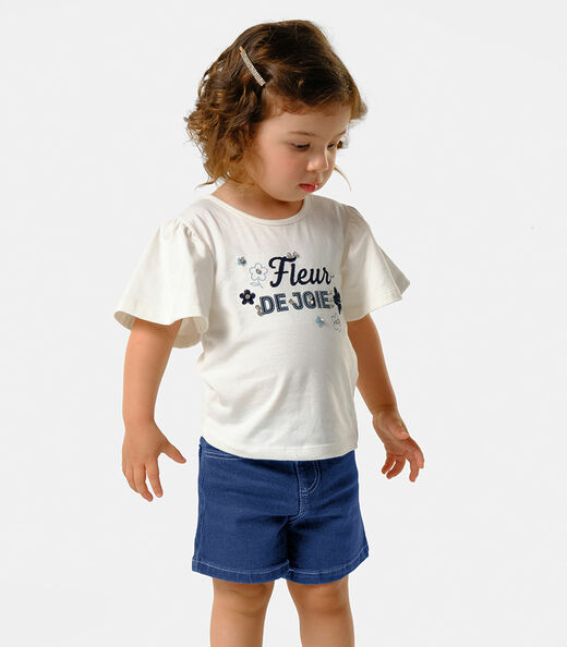 Image_Conjunto Menina Blusa Com Shorts Trick Nick Bege