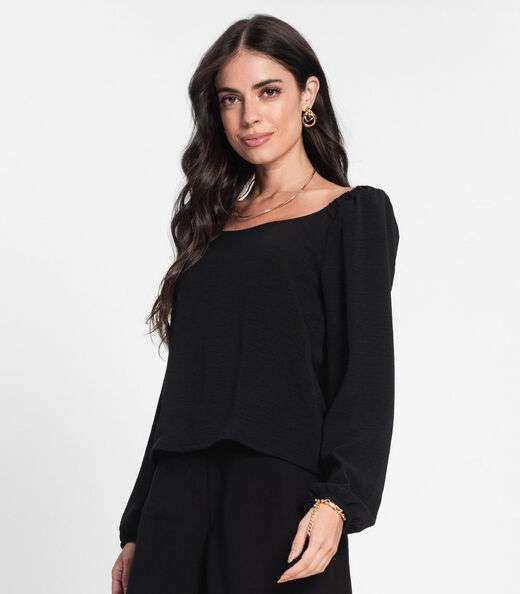Blusa Feminina Manga 7/8 Rovitex Preto