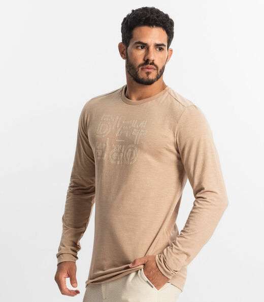 Camiseta Masculina Manga Longa Diametro Marrom