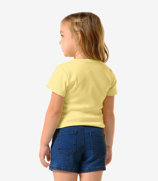 Conjunto Infantil Blusa E Shorts Jeans Trick Nick Amarelo