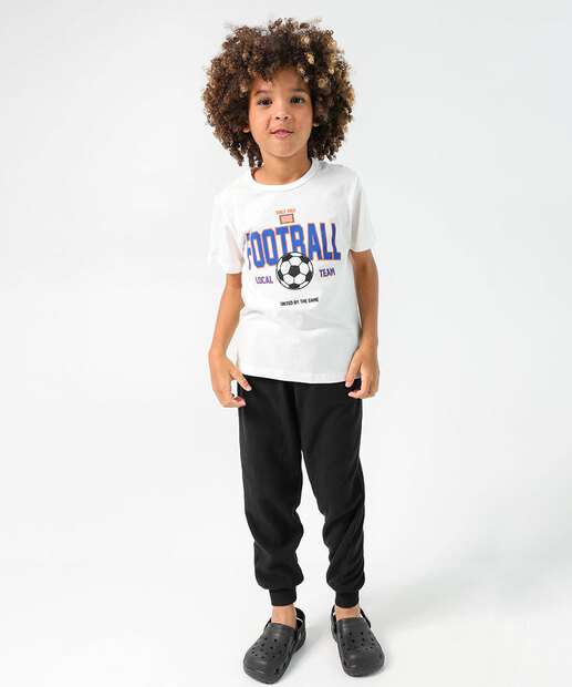 Camiseta Infantil Estampa Futebol Marisa Tam 4 a 10 Off White
