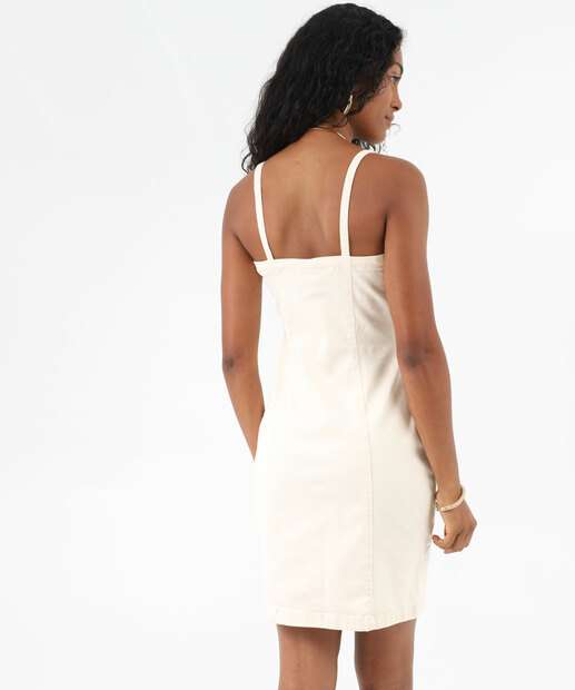 Vestido Sarja Curto Feminino Alças Finas Marisa Off White