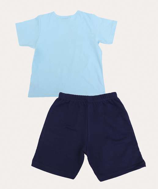 Conjunto Infantil Estampa Tubarão Tam 1 a 3 Azul