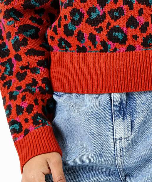 Suéter Feminino Tricô Animal Print Marisa