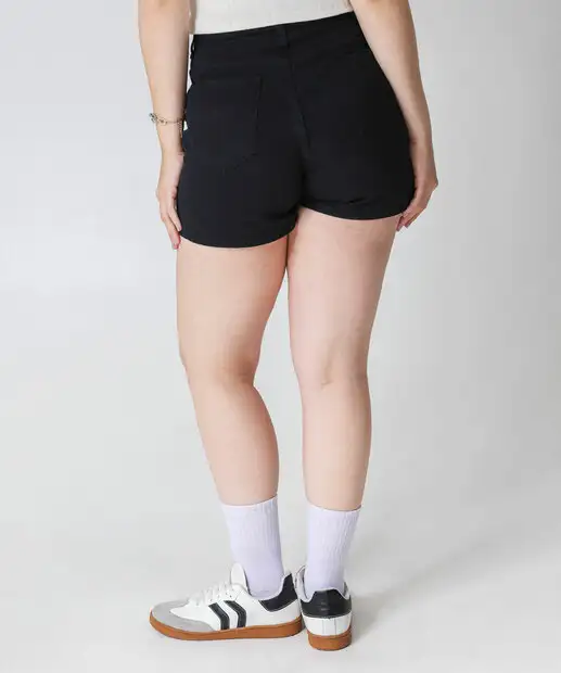 Short Saia Feminino Sarja Preto