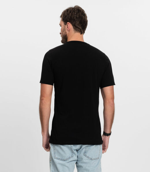 Camiseta Masculina Manga Curta Meia Malha Diametro Preto